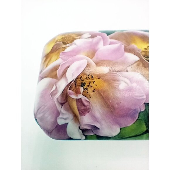 Trinket Box Handcrafted David Schatz Wild Wings Porcelain Flowers Hinged Lid - Picture 7 of 16